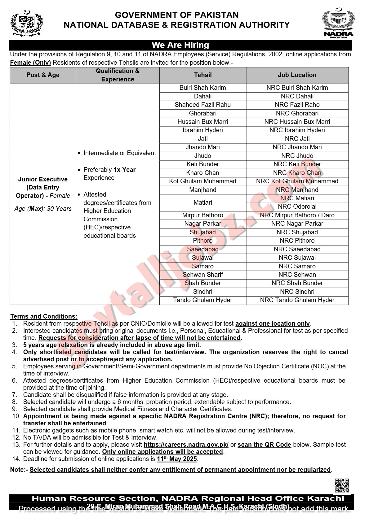 NADRA Jobs