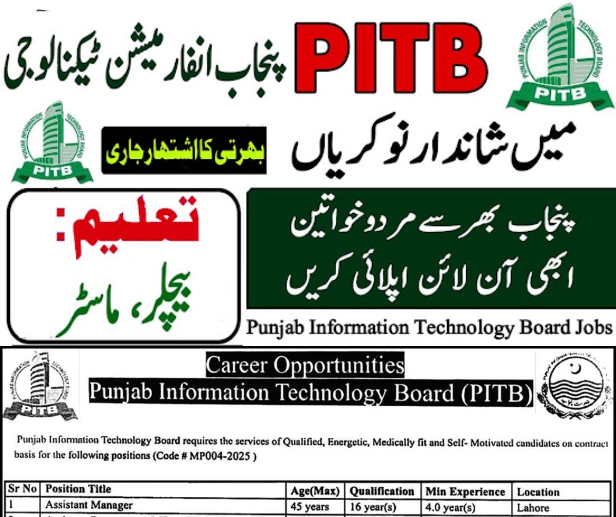 PITB Jobs 2025 Apply Online