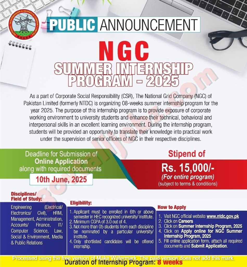 NTDC Summer Internship Program NTDC Summer Internship Program 2025