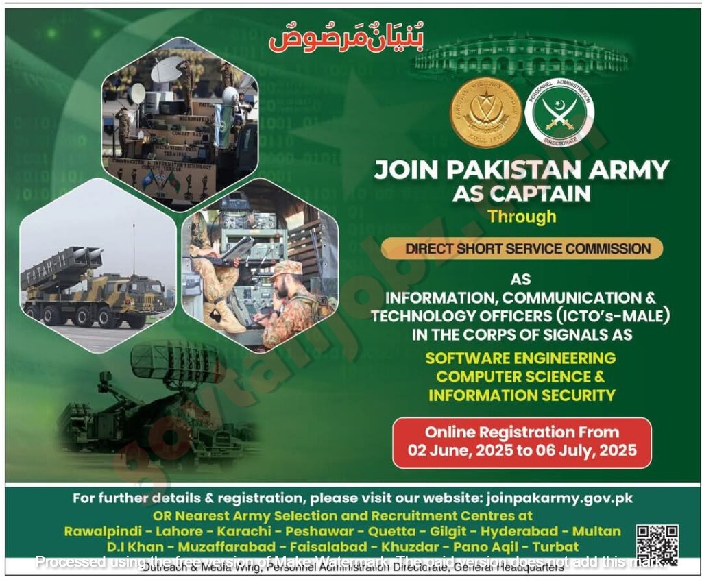 Join Pakistan Army as Captain 2025