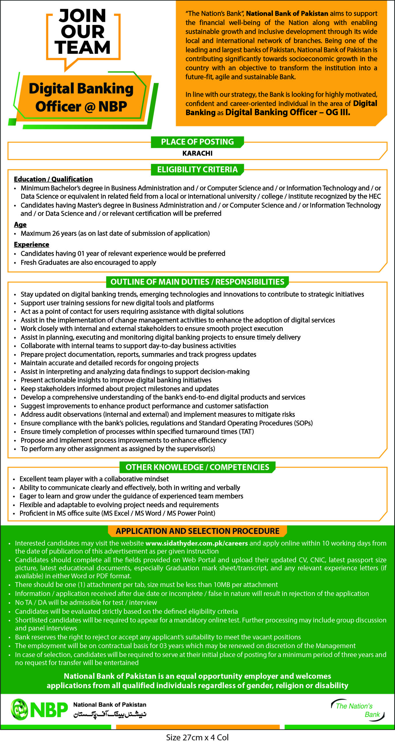 NBP Jobs 2025 Advertisement